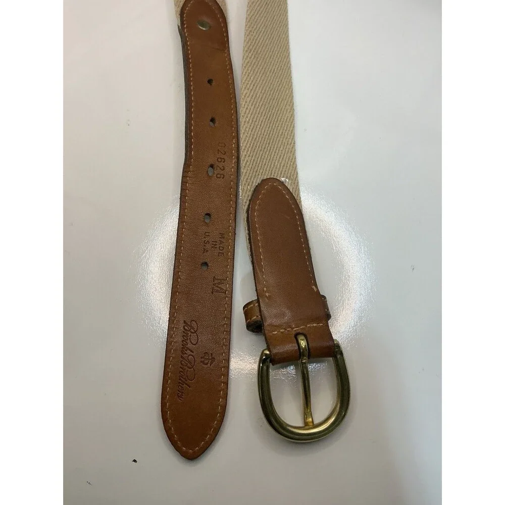 Brooks Brothers Turtle Canvas Leather Belt USA M 32-36
